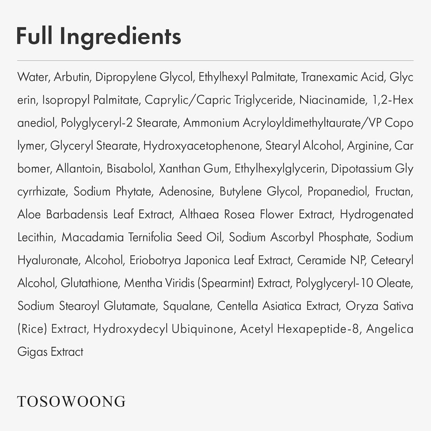 TOSOWOONG Arbutin 7.0 + TXA 4.0 Cream – 50ml | Brightening Dark Spot Correcting Cream for Even Skin Tone